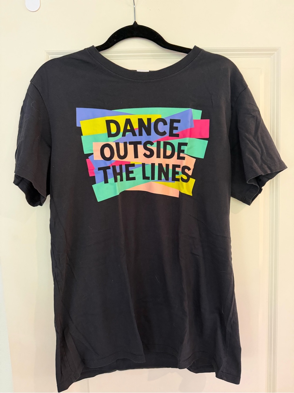 Zumba Crayola Black Tee with Multicolor "Dance Outside The Lines" Graphic